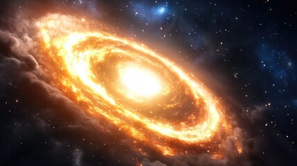 Wall Mural - Explosive cosmic event of a spiral galaxy deep space digital art outer space wide angle astronomy concepts