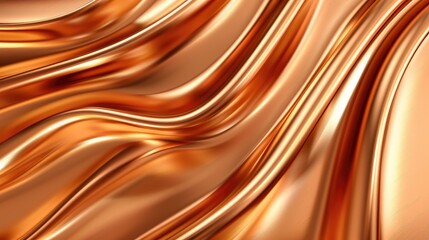 Poster - Flowing copper fabric texture abstract design digital art warm environment close-up view modern aesthetic