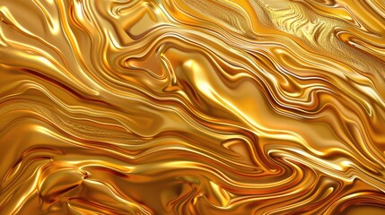 Poster - Flowing golden liquid abstract art studio digital artwork textured environment close-up view luxury concept