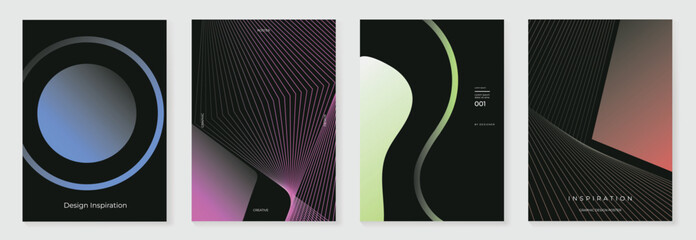 Wall Mural - modern gradient poster background vector set. minimalist cover template with vibrant perspective geo