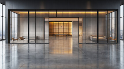 Poster - futuristic office interior . Generative AI