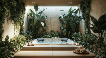 Poster - spa interior with natural elements . Generative AI