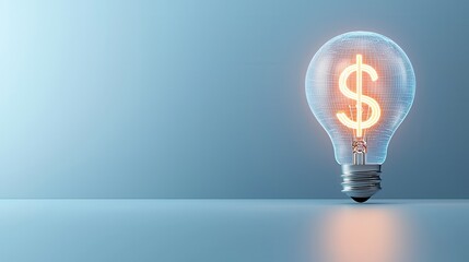 Poster - Luminous dollar sign glowing inside a transparent light bulb symbolizing the potential for financial growth investment opportunities and economic prosperity