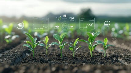 Poster - a futuristic digital landscape showcasing the potential of advanced agricultural technologies and da