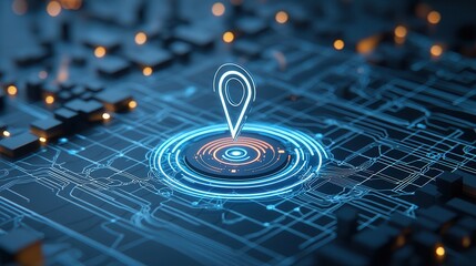 Fototapete - A vibrant futuristic digital world map with intricate glowing geometric shapes and patterns representing the interconnected global network of data and technology