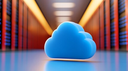 futuristic blue cloud icon in modern data center environment representing ai powered cloud storage c
