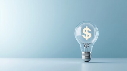 Poster - this image depicts an innovative lightbulb design that prominently features a dollar symbol symboliz