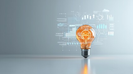 Poster - A visually striking 3D render of a glowing incandescent lightbulb emitting a brilliant luminous radiance symbolizing innovation creativity and the power of ideas
