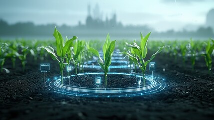 Poster - futuristic vision showcasing the transformative potential of smart agriculture technology to enable 