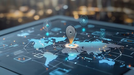 Poster - This high tech visual representation showcases the power of digital navigation and global connectivity  highlighting the intricate web of data  networks