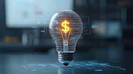 Poster - This image depicts a glowing dollar sign inside a transparent lightbulb symbolizing the innovative and transformative nature of modern finance and technology