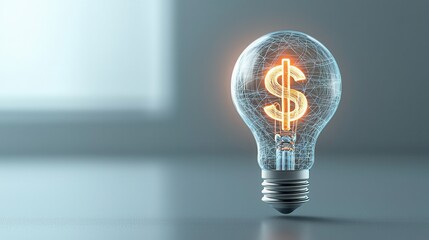Poster - a high tech sleek 3d visualization of a glowing lightbulb symbolizing innovation technology and fina