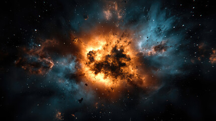 Wall Mural - a vibrant, cosmic explosion surrounded by swirling gases and stars, showcasing the beauty and myster