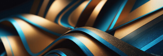 Canvas Print - Abstract Blue and Gold Wave
