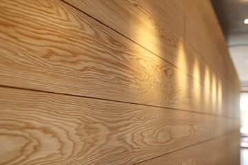 Wall Mural - Sleek plywood panels with a modern, minimalist finish