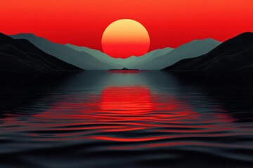 Wall Mural - sunset over the lake
