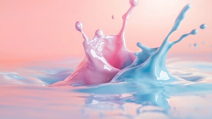 Wall Mural - Smooth pastel splashes merging in gentle tones.
