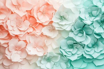 Wall Mural - Soft color gradients of pale pink and light teal.