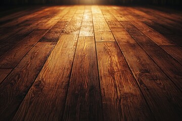 Wall Mural - Smooth polished wooden floor with a rich oak finish