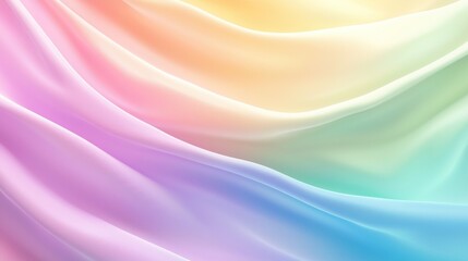 Wall Mural - Soft curves of pastel rainbow hues merging gently.