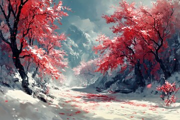 Wall Mural - tree in the snow