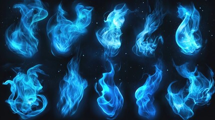 Poster - A photograph of blue smoke on a dark background, suitable for use in presentations or design projects