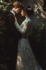 Aufkleber - A pair of people, one male and one female, standing side by side