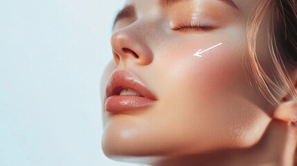 Aufkleber - A close-up shot of a woman's face with her eyes closed, great for use in personal or commercial projects