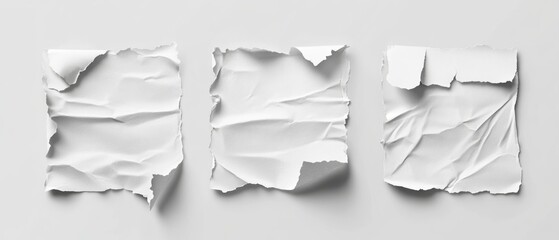 Poster - Three torn pieces of paper lying on a white surface