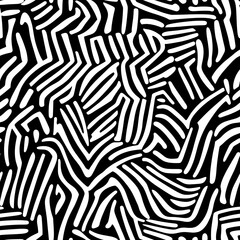 Aufkleber - Bold Scribble Designs Black White Contrast Seamless Pattern