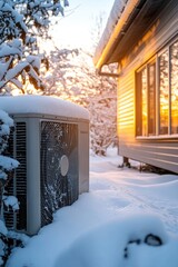 Poster - A small air conditioner sits amidst snow-covered surroundings