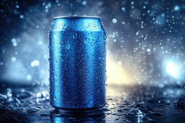 Poster - A can of soda sits on a wet surface