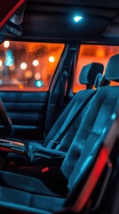 Poster - A close-up of a car seat interior, suitable for use in travel or transportation-related contexts