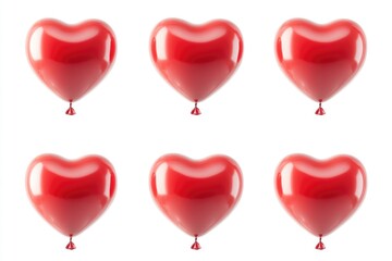 Poster - Red heart-shaped balloons on a white background, perfect for Valentine's Day or romantic occasions