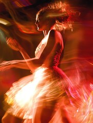 Poster - A blurred image of a woman wearing a white dress, possibly at an event or celebration