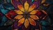 © vixion - Abstract stained glass mandala, vibrant colors, intricate design, decorative pattern, for background use