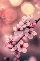 Poster - A close-up shot of colorful flowers growing on a tree branch