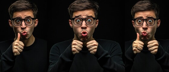 Poster - A person creating a humorous expression with their fingers