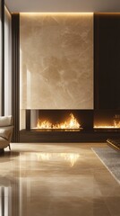 Poster - Cozy living room with a fireplace and a comfortable couch