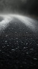 Aufkleber - A dark and wet road at night, perfect for use in nighttime scenes or urban settings