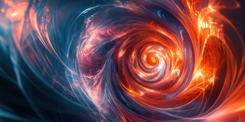 Poster - Abstract spiral formation features vibrant colors and shattered elements that create a sense of energy and dynamic motion in digital art