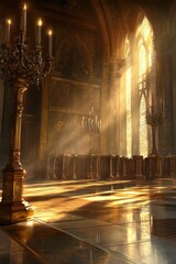 Poster - Luxurious interior with two chandeliers, suitable for event or home decor
