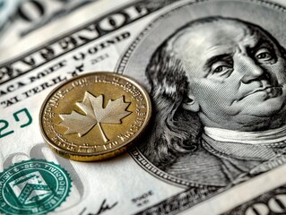 Poster - A Canadian one dollar bill and coin combination image