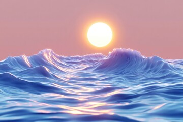 Poster - A serene scene of sunset over the ocean waves