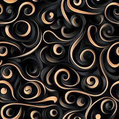 Aufkleber - Dynamic Scrollwork Spiraling Shapes Modern Seamless Pattern Design