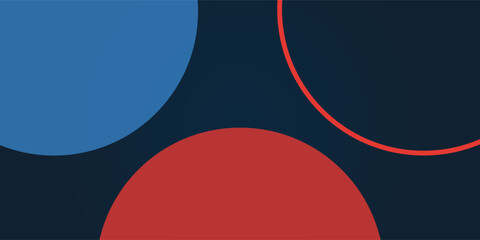 Poster - Minimalist abstract geometric design with bold red, blue, and black colors. A modern, dynamic composition with curved shapes and strong contrasts, ideal for backgrounds, branding, and digital art.