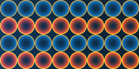 Poster - Abstract Partially Faded Spotted Pattern, Large Rows of Circular Gradient Shapes with Colors of Blue, Brown, Red and Orange - Geometric Mosaic Texture - Vector Background Design