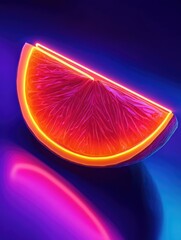 Poster - A slice of orange sitting on a bright blue surface
