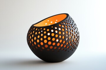 Poster - A black vase with holes cut out of it