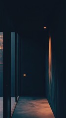 Poster - A dark hallway with a single light source illuminating the wall, great for creating mood and atmosphere in your project